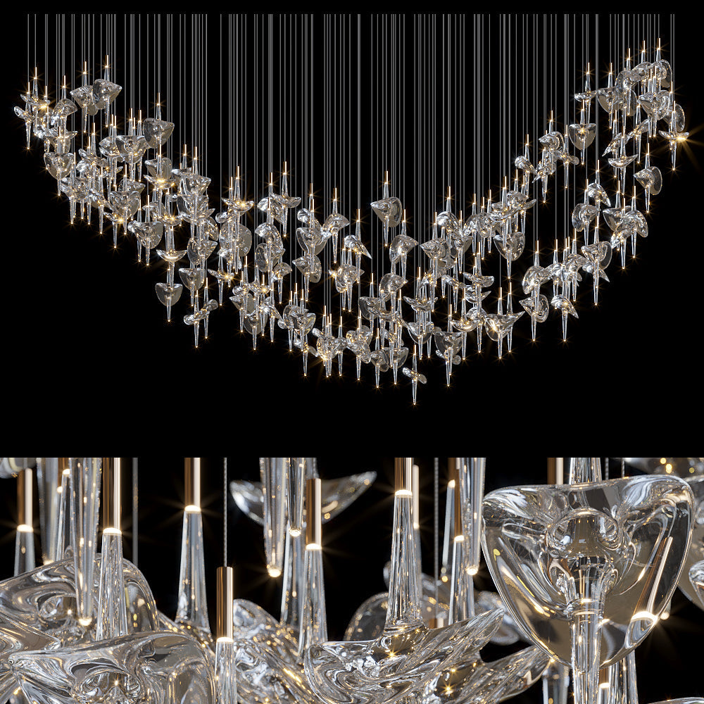Crystal Disc Spire Chandelier