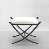 Hand Forged Metal Horn Fabric Base Stool