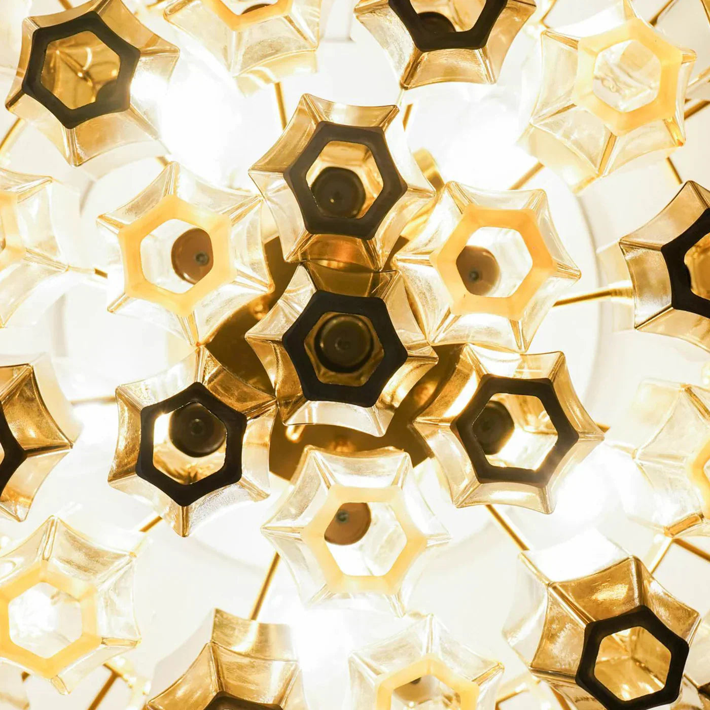 Prismatico 91 Elements Amber And Taupe Compact Ceiling lampGlass Flushmount 25"
