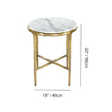 Hand Forged Metal Round Marble Side Table 18" 22"