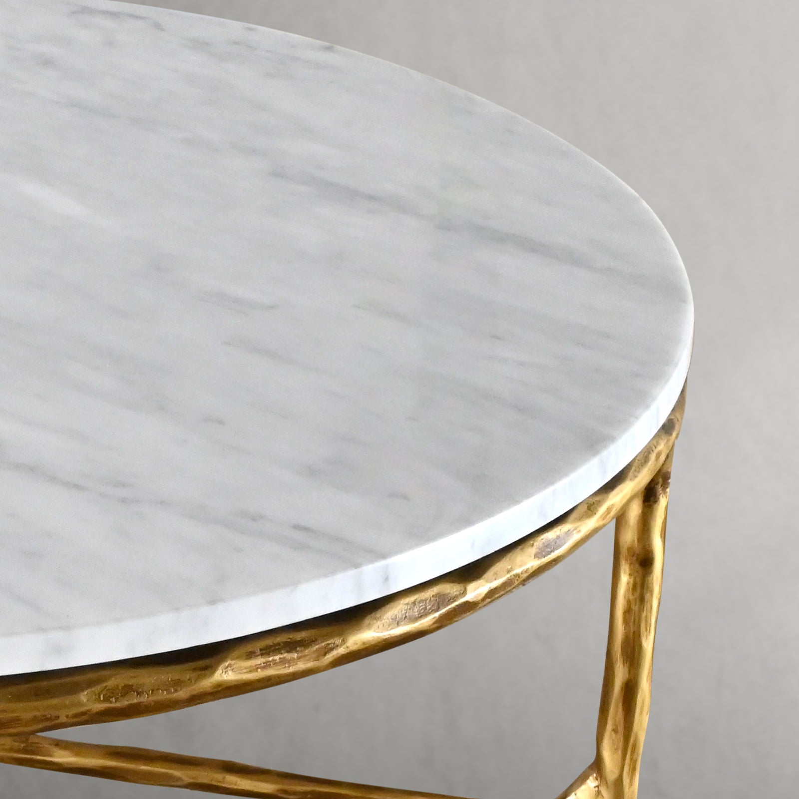 Hand-Forged Metal Marble Round Coffee Table 36" 55"