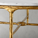Hand-Forged Metal Marble Round Coffee Table 36" 55"