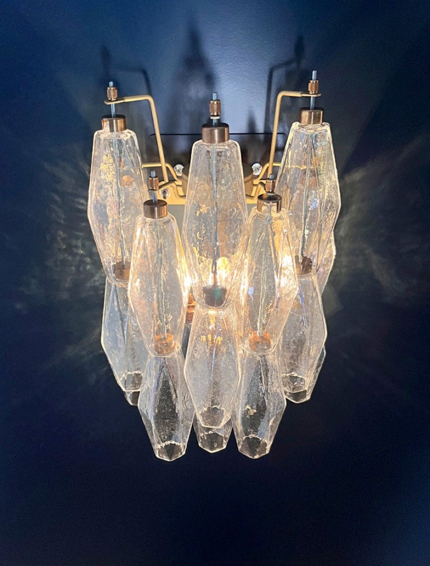 Murano-Style Wall Lamp | 16 Iris Poliedri Glass | Set of 2