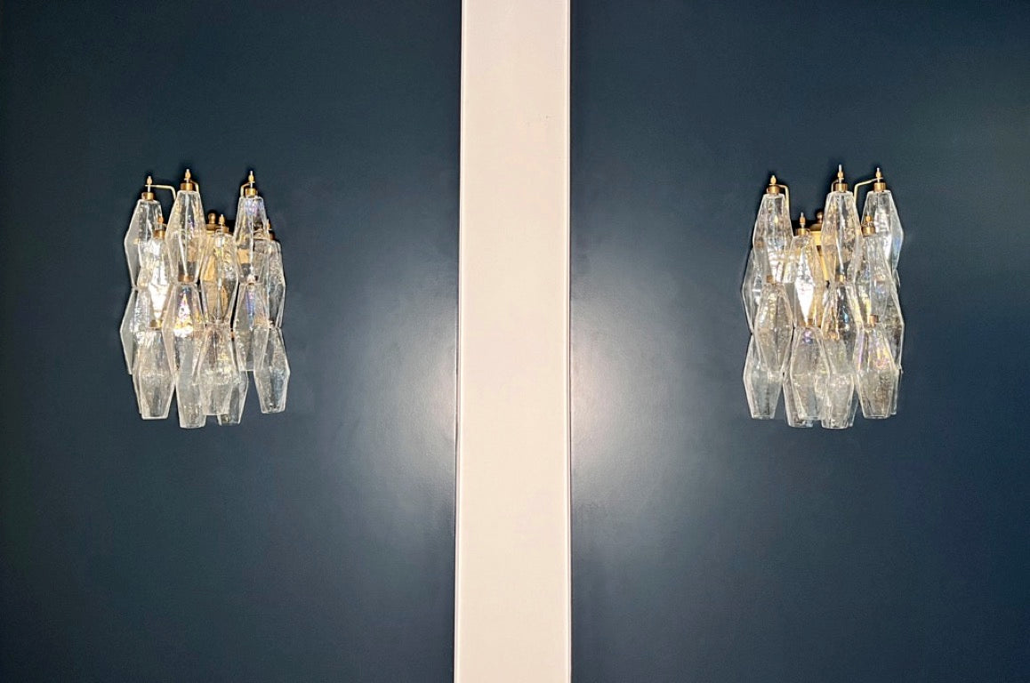 Murano-Style Wall Lamp | 16 Iris Poliedri Glass | Set of 2
