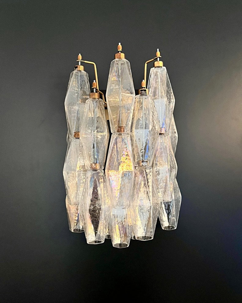Murano-Style Wall Lamp | 16 Iris Poliedri Glass | Set of 2