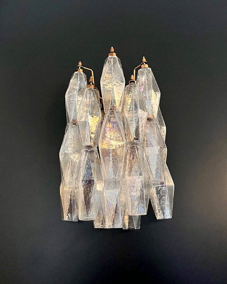 Murano-Style Wall Lamp | 16 Iris Poliedri Glass | Set of 2