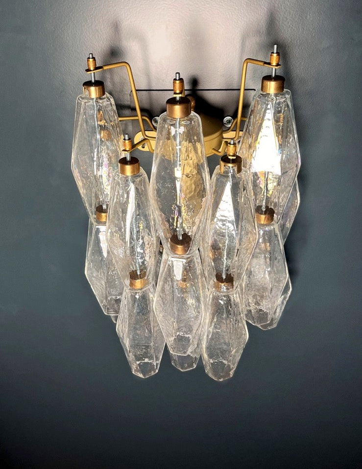 Murano-Style Wall Lamp | 16 Iris Poliedri Glass | Set of 2
