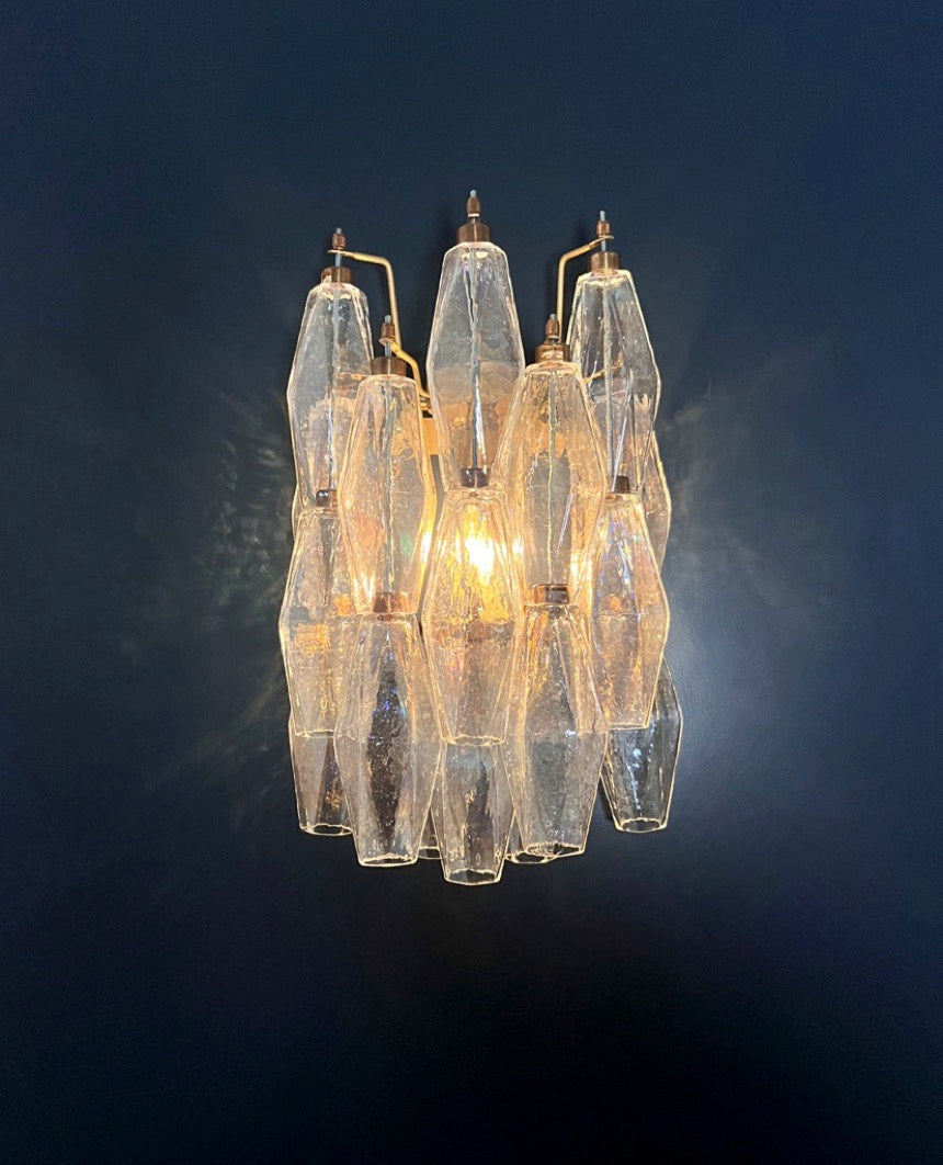 Murano-Style Wall Lamp | 16 Iris Poliedri Glass | Set of 2