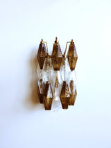 Murano-Style Wall Lamp | 17 Clear and Smoked Poliedri Glass | Set of 2
