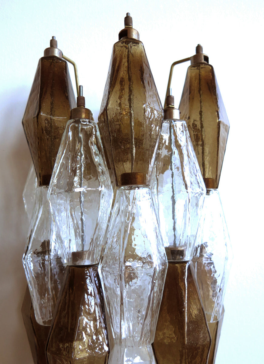 Murano-Style Wall Lamp | 17 Clear and Smoked Poliedri Glass | Set of 2