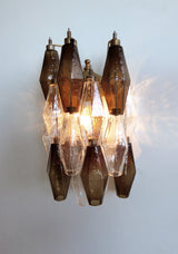 Murano-Style Wall Lamp | 17 Clear and Smoked Poliedri Glass | Set of 2