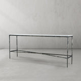 Hand Forged Metal Rectangle Marble Console Table 60" 72"