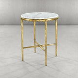 Hand Forged Metal Round Marble Side Table 18" 22"