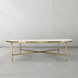 Hand-Forged Metal Marble Round Coffee Table 36" 55"