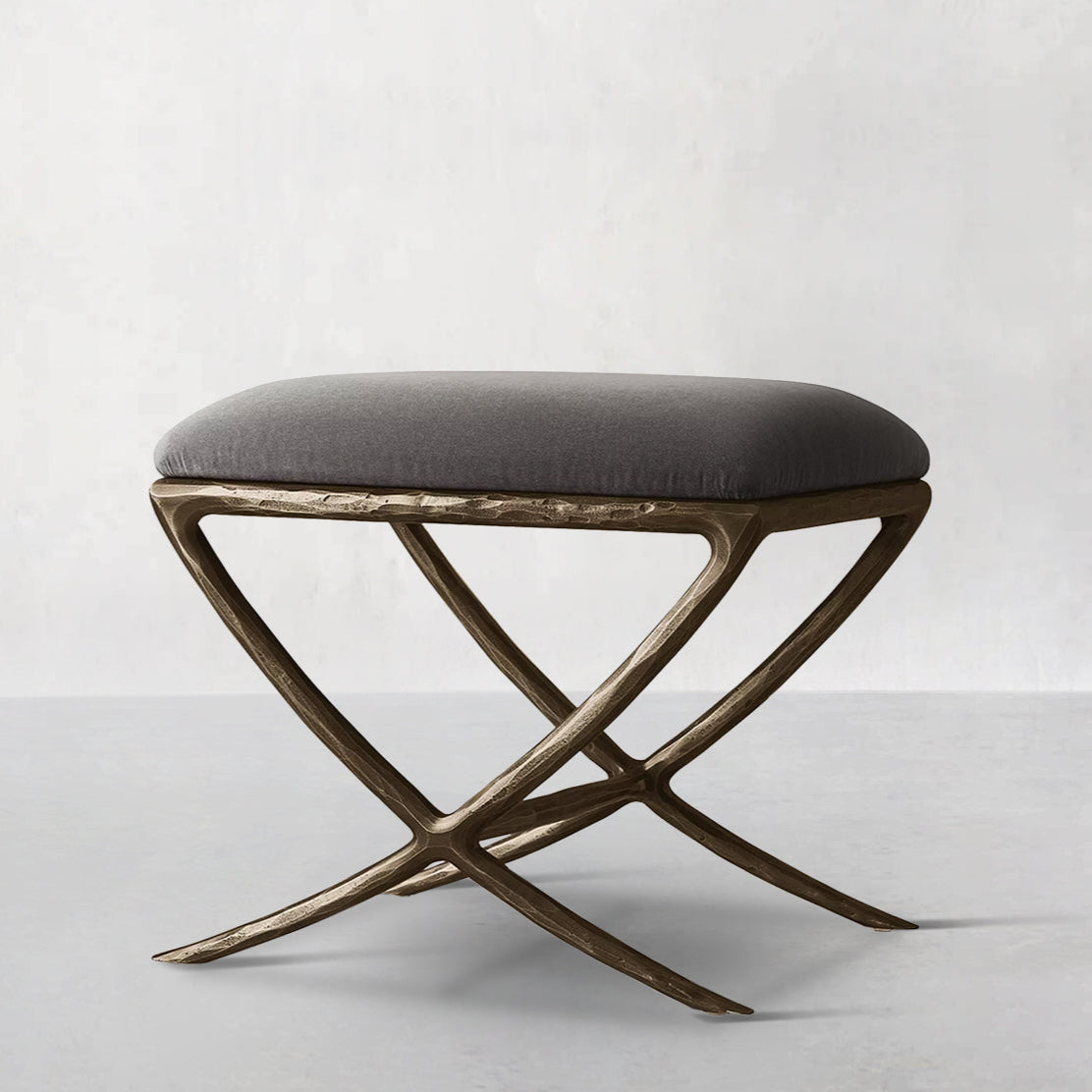 Hand Forged Metal X-base Stool