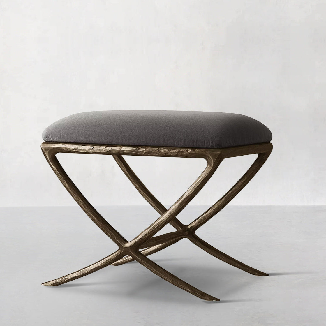 Hand Forged Metal X-base Stool