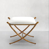 Hand Forged Metal Horn Fabric Base Stool