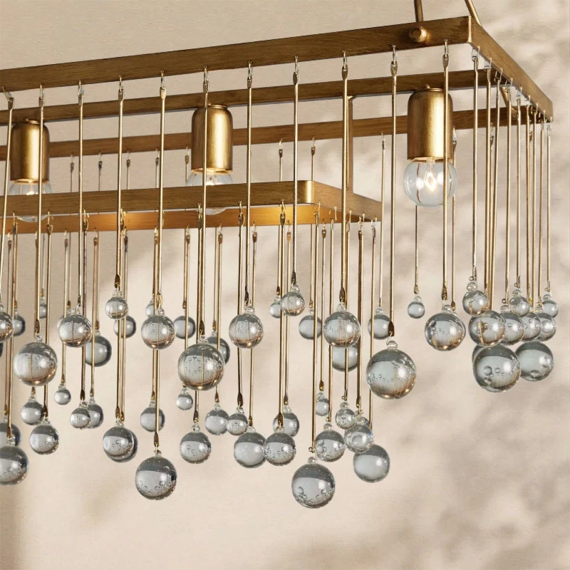 Virelle Crystal Ball  Rectangular Chandelier 47'' 60''