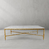 Hand Forged Metal Rectangle Marble Coffee Table