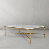 Hand Forged Metal Rectangle Marble Coffee Table
