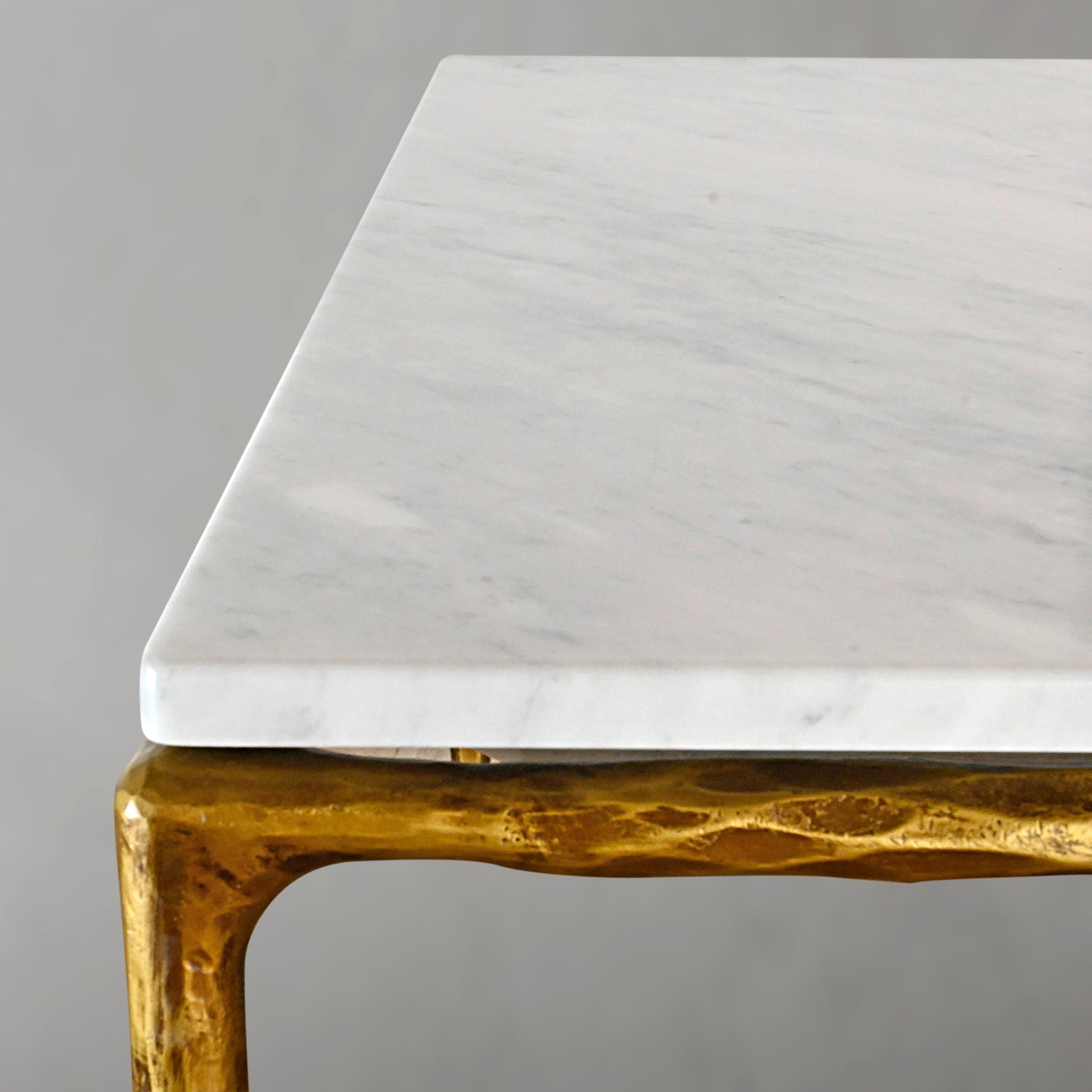 Hand Forged Metal Rectangle Marble Coffee Table