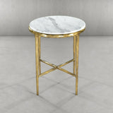 Hand Forged Metal Round Marble Side Table 18" 22"