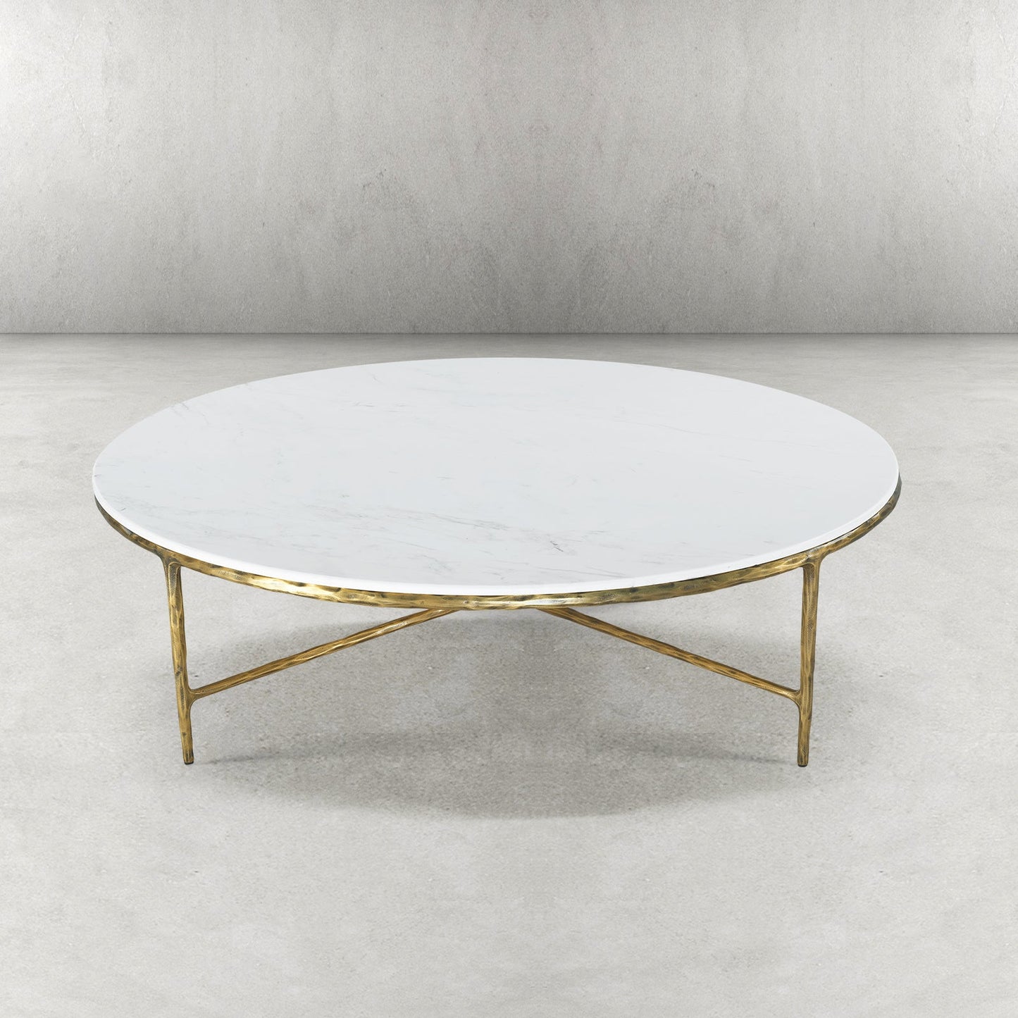 Hand-Forged Metal Marble Round Coffee Table 36" 55"