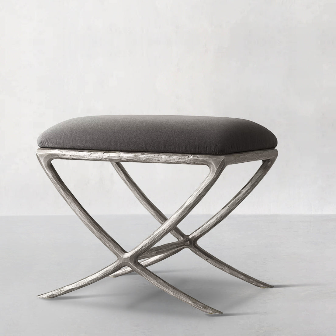 Hand Forged Metal X-base Stool