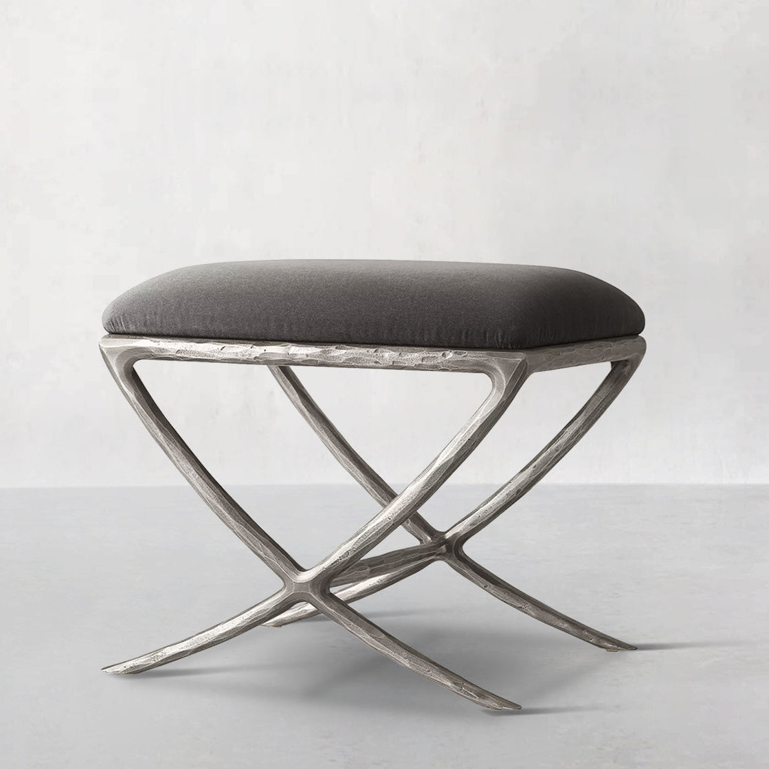 Hand Forged Metal X-base Stool