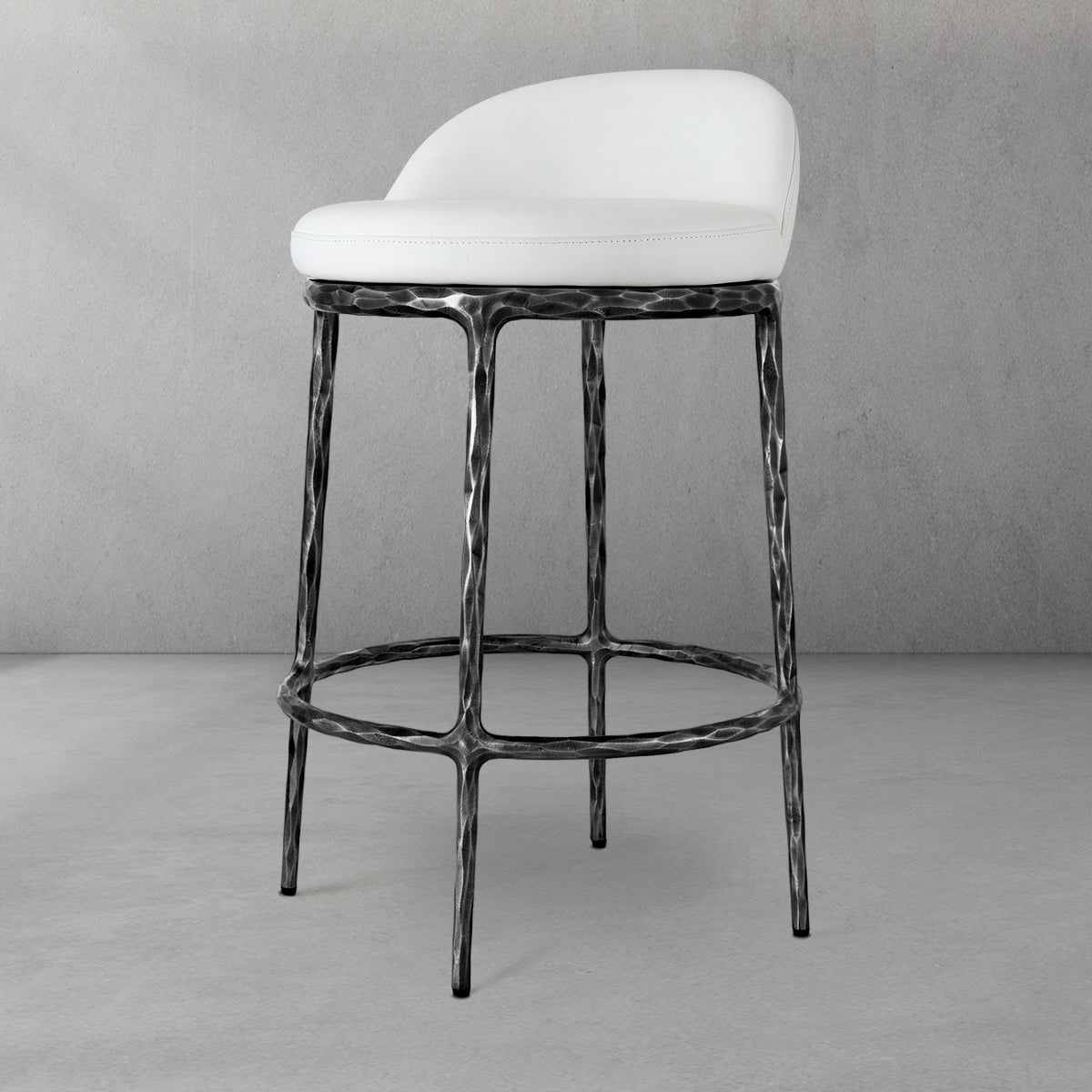 Hand Forged Metal Bar Swivel Counter Stool