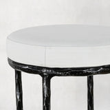 Hand-Forged Metal Backless Fabric Swivel Stool