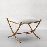 Hand Forged Metal Horn Fabric Base Stool