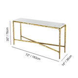 Hand Forged Metal Rectangle Marble Console Table 60" 72"