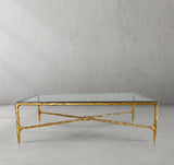 Hand-Forged Metal Rectangle Glass Coffee Table