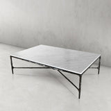 Hand Forged Metal Rectangle Marble Coffee Table