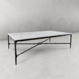 Hand Forged Metal Rectangle Marble Coffee Table