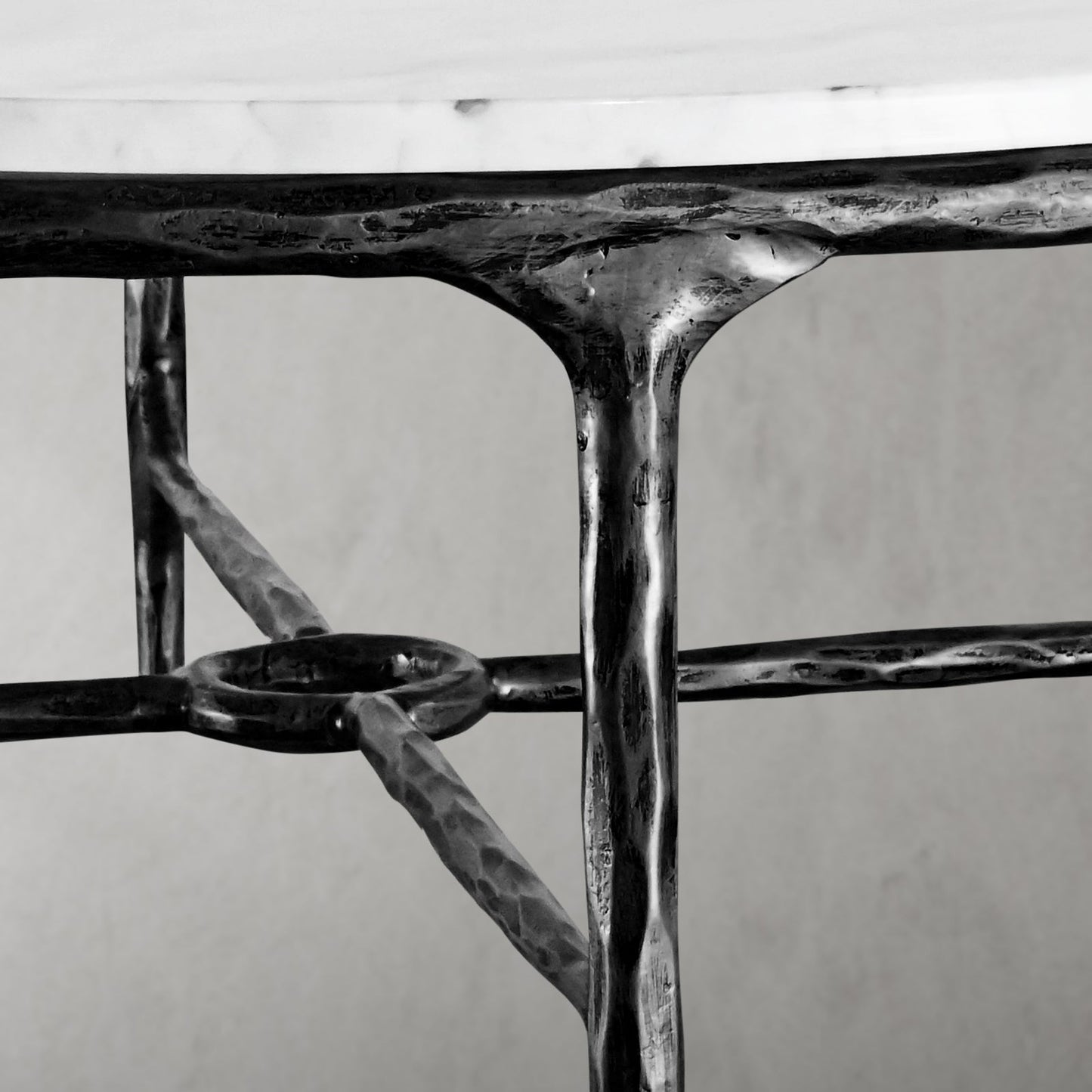 Hand-Forged Metal Marble Round Coffee Table 36" 55"
