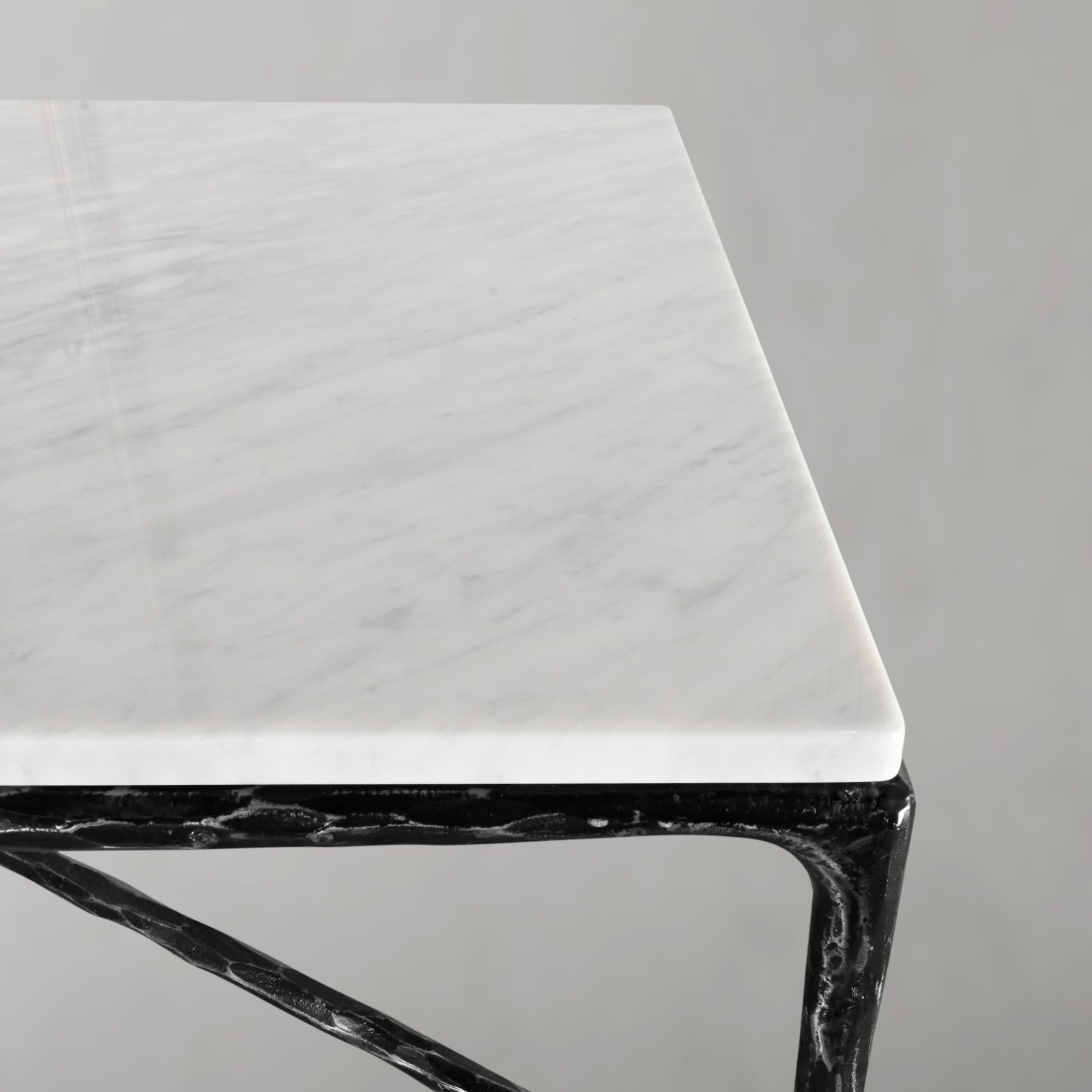 Hand Forged Metal Rectangle Marble Coffee Table