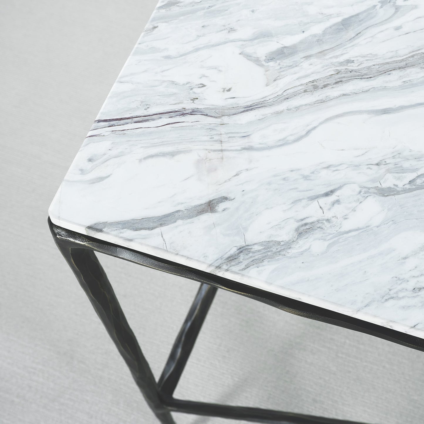 Hand Forged Metal Rectangle Marble Console Table 60" 72"