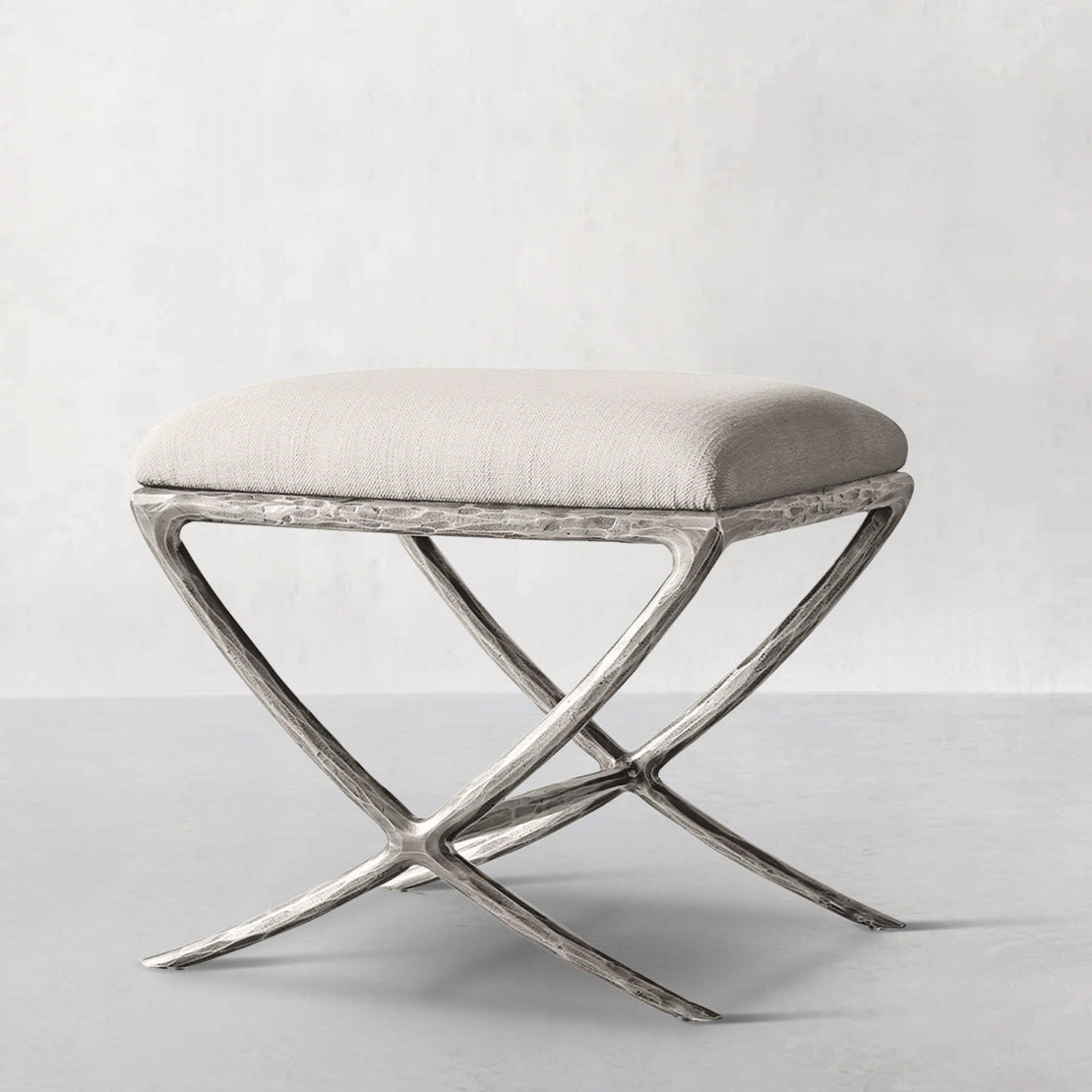 Hand Forged Metal X-base Stool