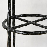 Hand-Forged Metal Backless Fabric Swivel Stool