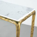 Hand Forged Metal Rectangle Marble Console Table 60" 72"