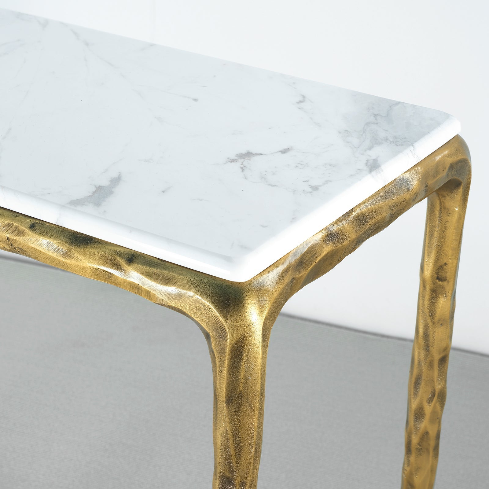Hand Forged Metal Rectangle Marble Console Table 60" 72"