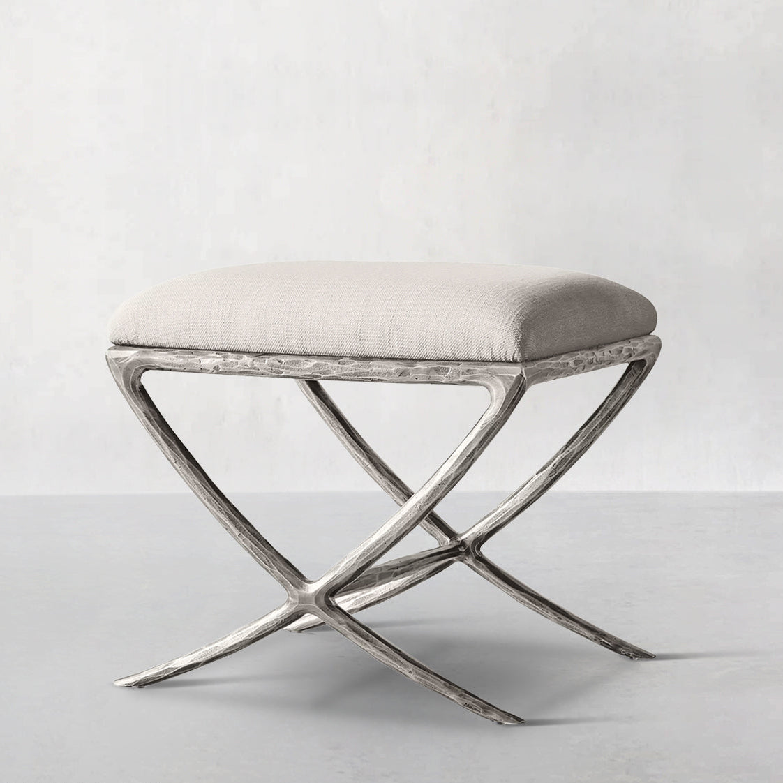 Hand Forged Metal X-base Stool
