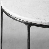 Hand Forged Metal Semi-Circle Marble Console Table