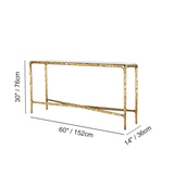 Hand Forged Metal Rectangle Marble Console Table 60" 72"