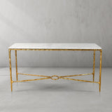 Hand Forged Metal Rectangle Marble Console Table 60" 72"