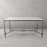 Hand Forged Metal Rectangle Marble Desk