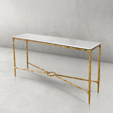 Hand Forged Metal Rectangle Marble Console Table 60" 72"