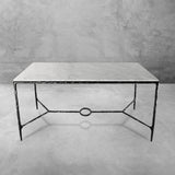 Hand Forged Metal Rectangle Marble Desk